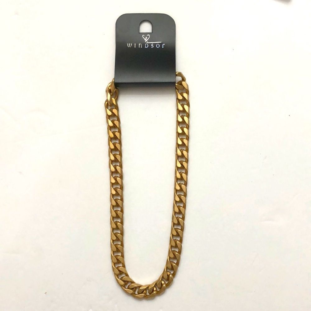 Matt gold color thick link chain necklace